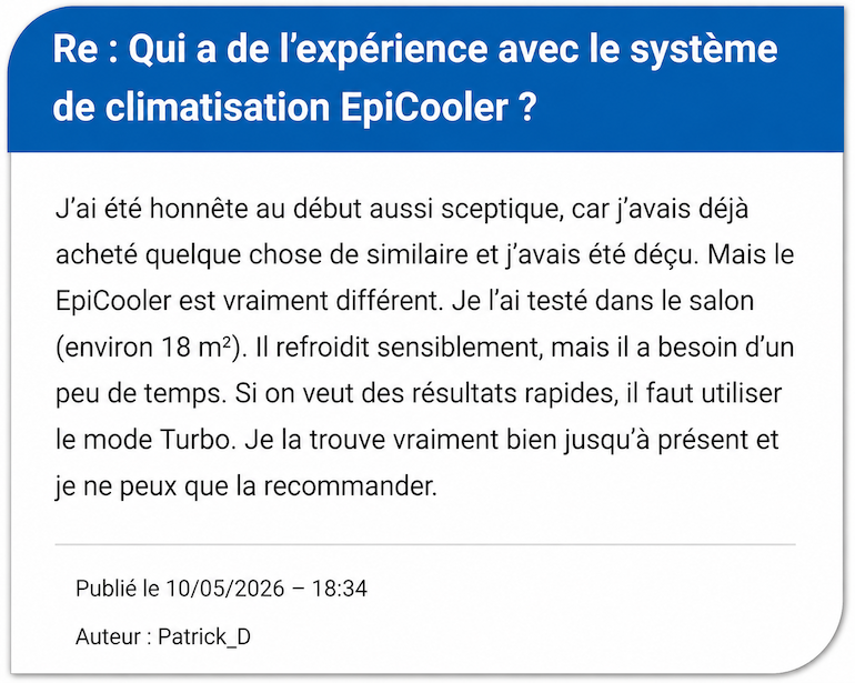 Un témoignage tiré d'un forum Epi Cooler Avis Temoignages Epi Cooler