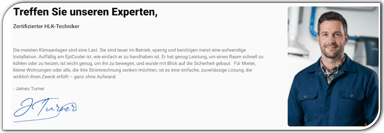 Screenshot der Expertenmeinung des HLK-Fachtechnikers auf der EpiCooler Website EpiCooler Expertenmeinungpng