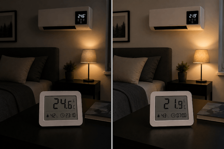 Thermometeraufnahme Schlafzimmer EpiCooler Vorher Nachher Schlafzimmer
