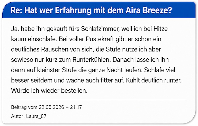 Ein Erfahrungsbericht aus einem Forum AiraBreeze Bewertungen Erfahrungsberichte Erfahrungen