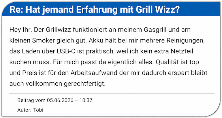 Ein Erfahrungsbericht aus einem Forum GrillWizz Bewertungen Rezensionen Erfahrungen