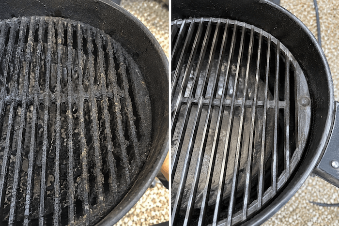 Der gusseiserne Rost des Kohlegrills im direkten Vergleich GrillWizz Test Vorher Nachher