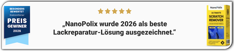 Screenshot der NanoPolix Auszeichnung als „beste Lackreparatur-Lösung 2026" NanoPolix Auszeichnung