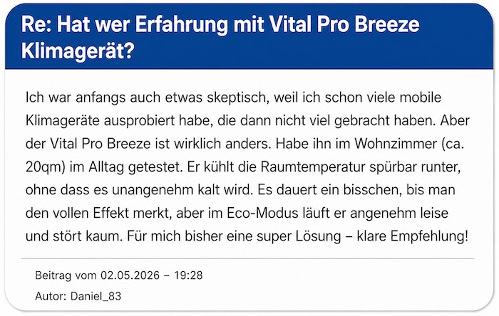 Ein Erfahrungsbericht aus einem Forum Vital Pro Breeze Erfahrungen Erfahrung Erfahrungsbericht