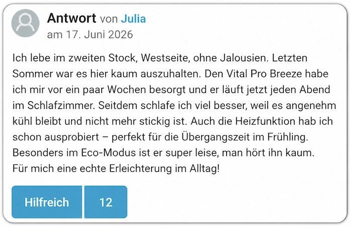 Eine positive Rezension Vital Pro Breeze Renzension Bewertungen Erfahrungen